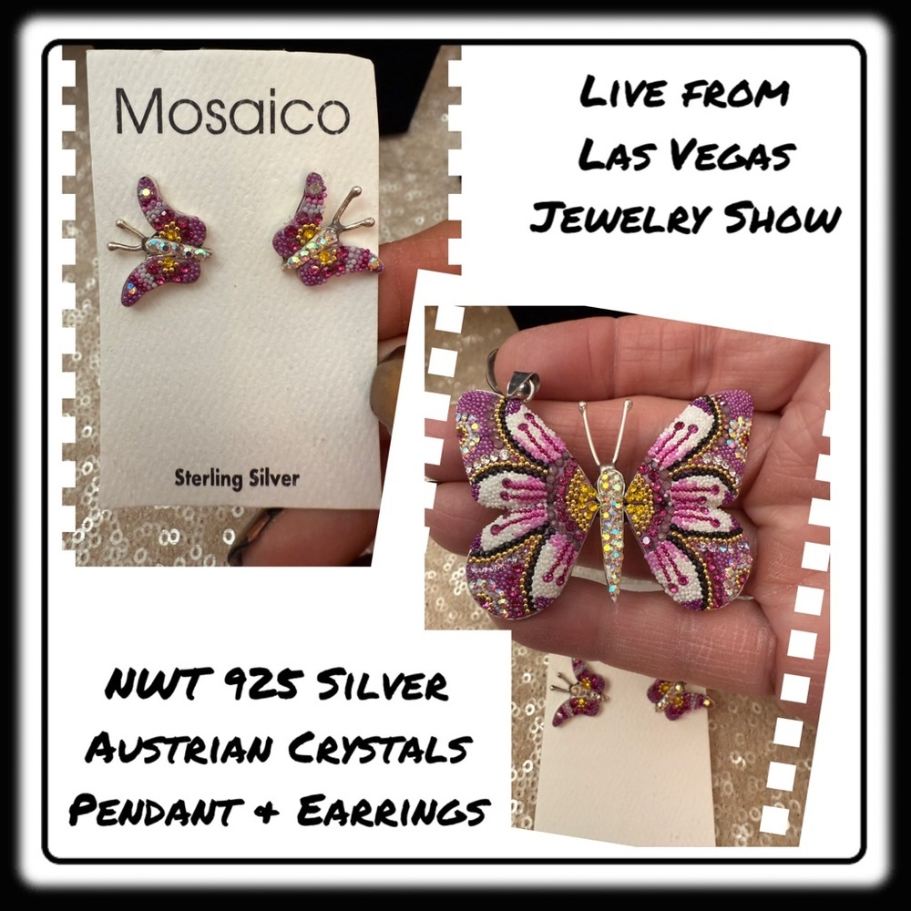 Nwt Mosaico Austrian Crystal Necklace & Earrings New Line!